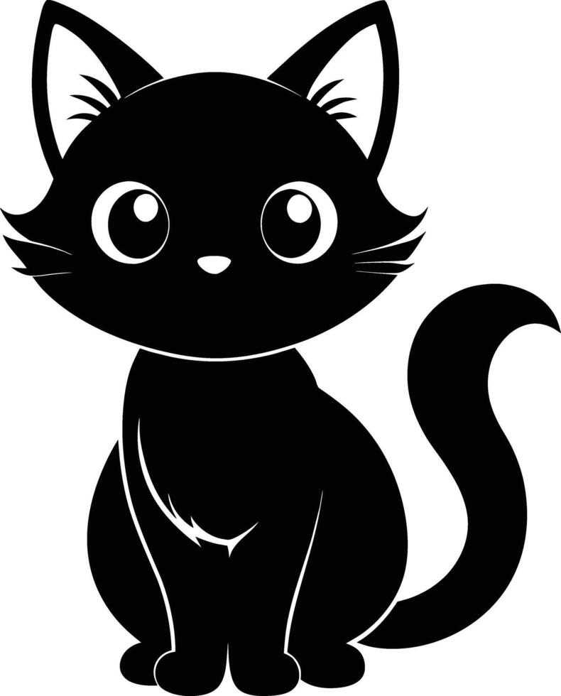 A graceful silhouette of a Cute Cat vector