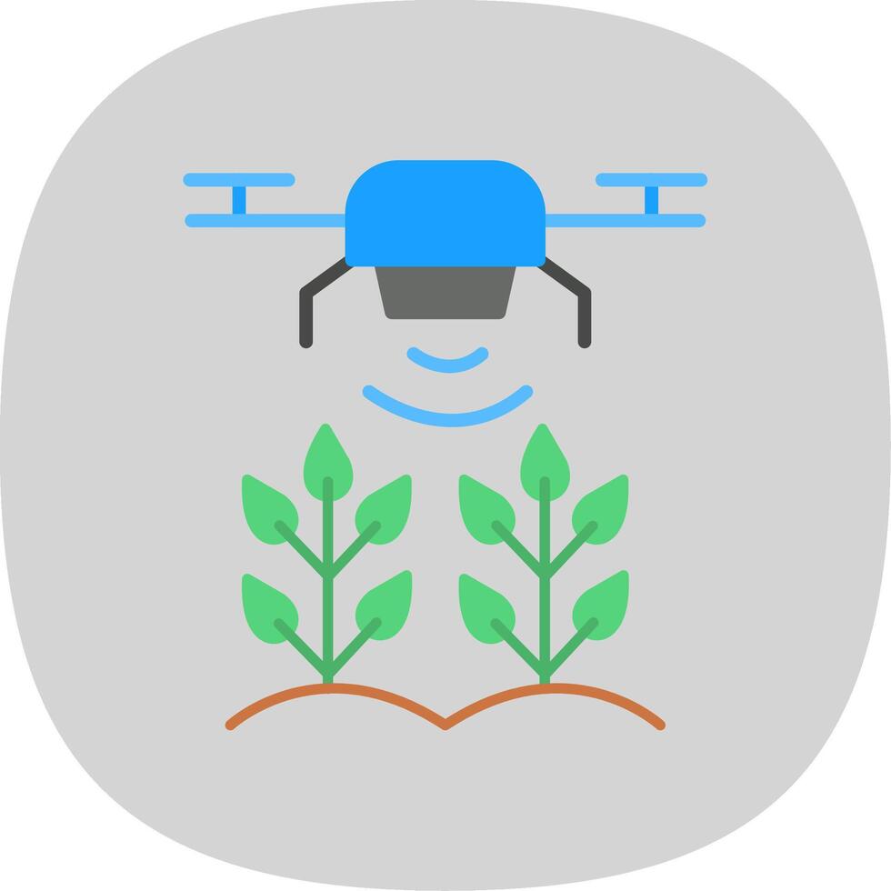 agrícola drones plano curva icono diseño vector