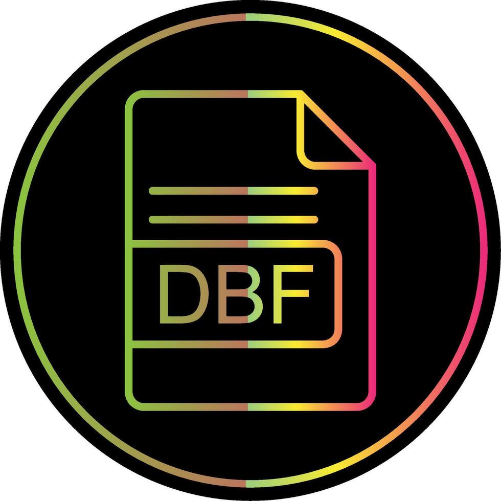 dbf archivo formato línea degradado debido color icono diseño vector