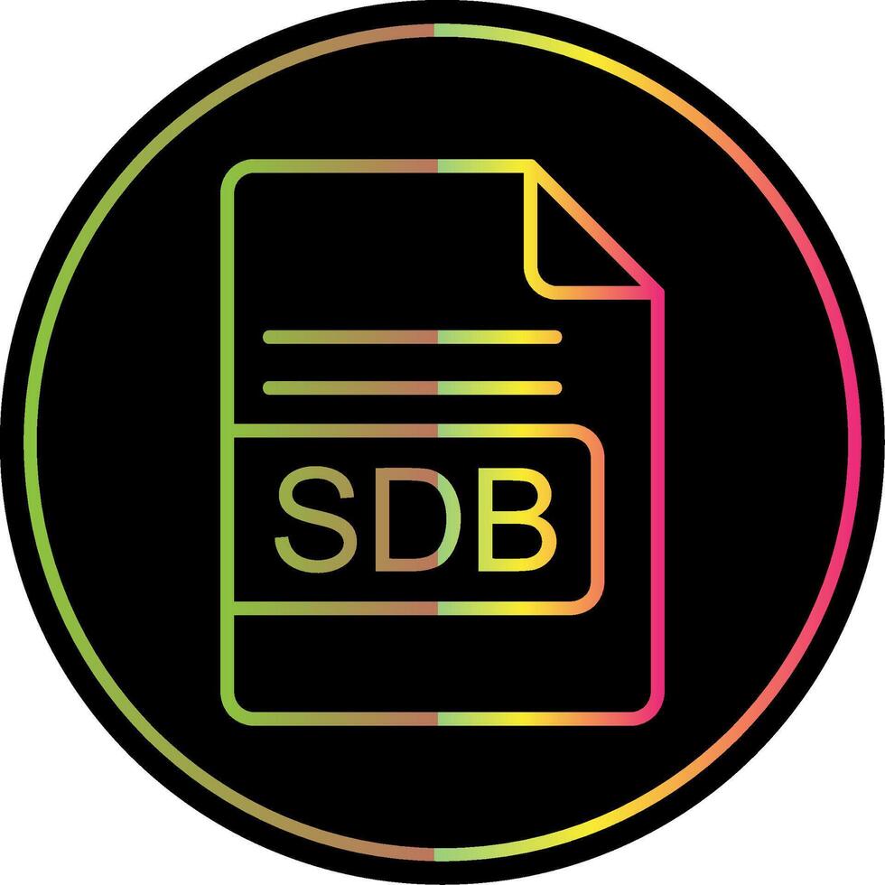 sdb archivo formato línea degradado debido color icono diseño vector