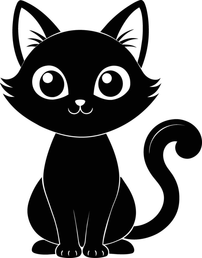 A graceful silhouette of a Cute Cat vector