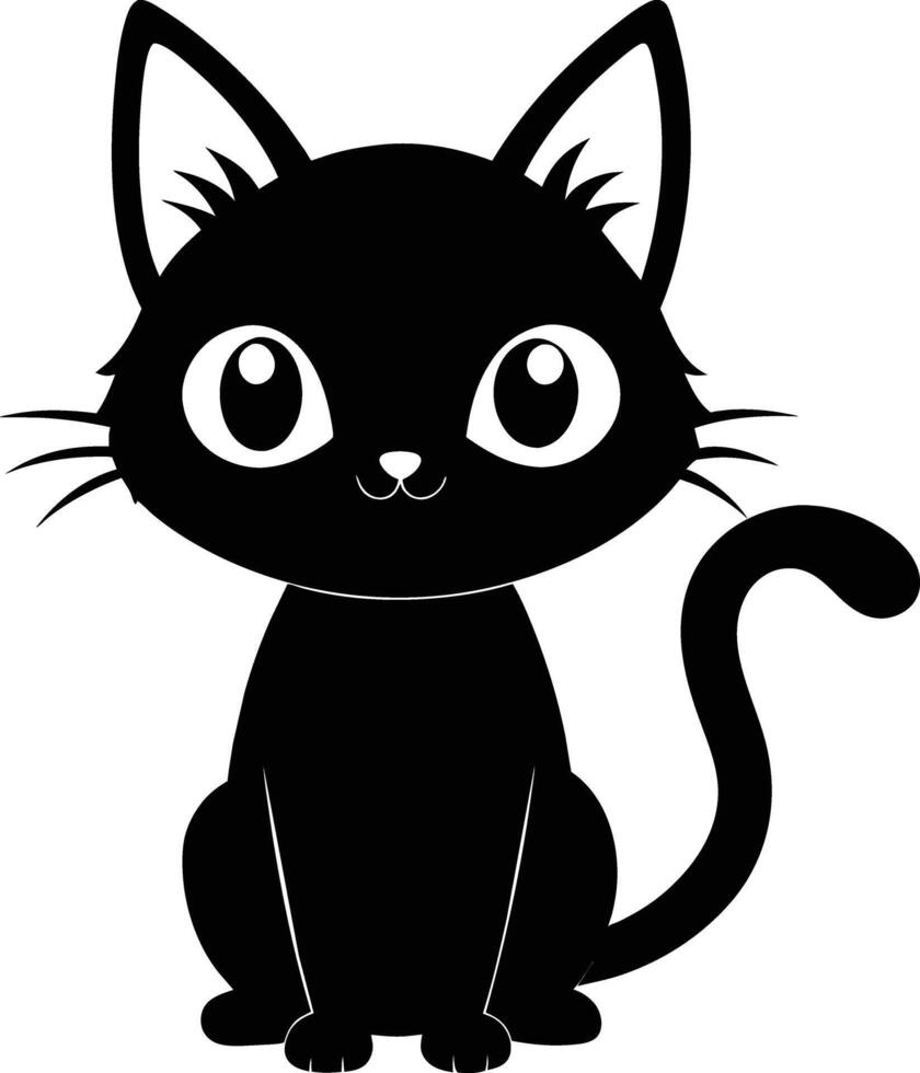 A graceful silhouette of a Cute Cat vector