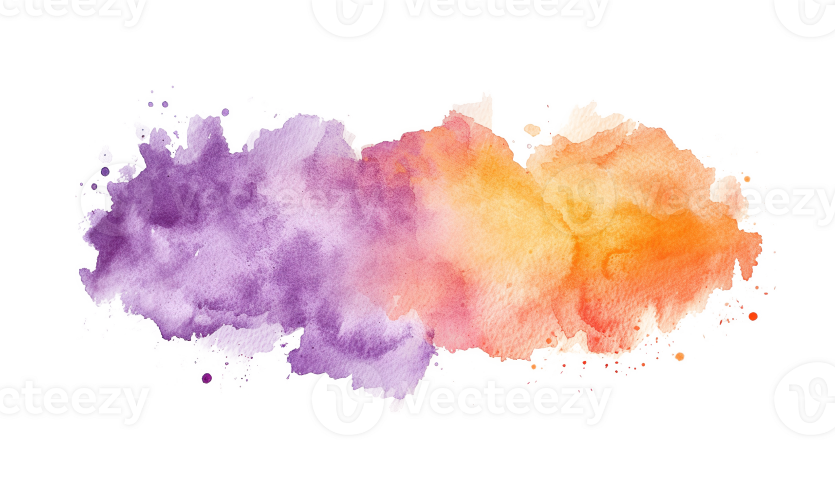 Abstract orange purple watercolor paint brush stroke flow texture transparent background isolated graphic resource. Vibrant mixed color art shape design png
