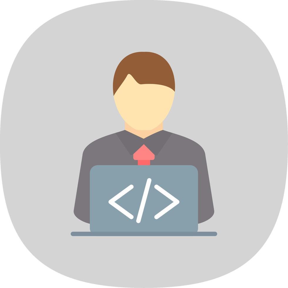 Developer Flat Curve Icon Design vector