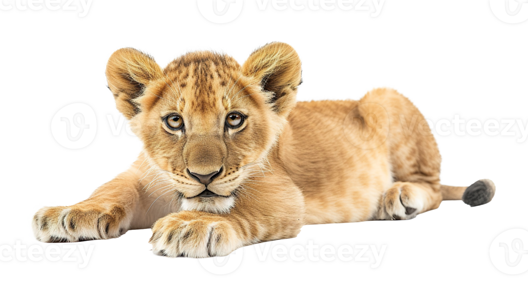 cute playful baby lion resting transparent background isolated graphic resource png