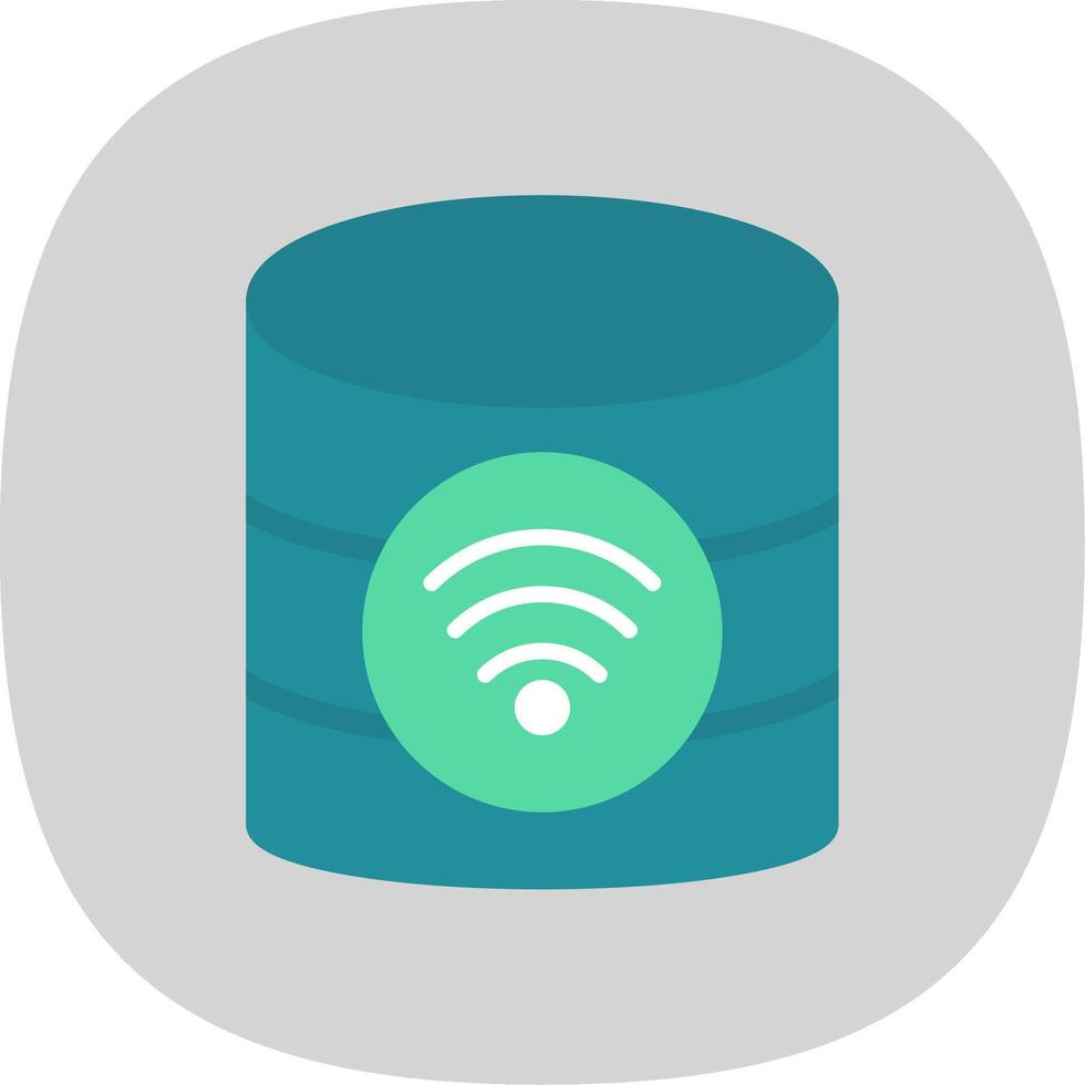 Wireless Database Flat Curve Icon Design vector