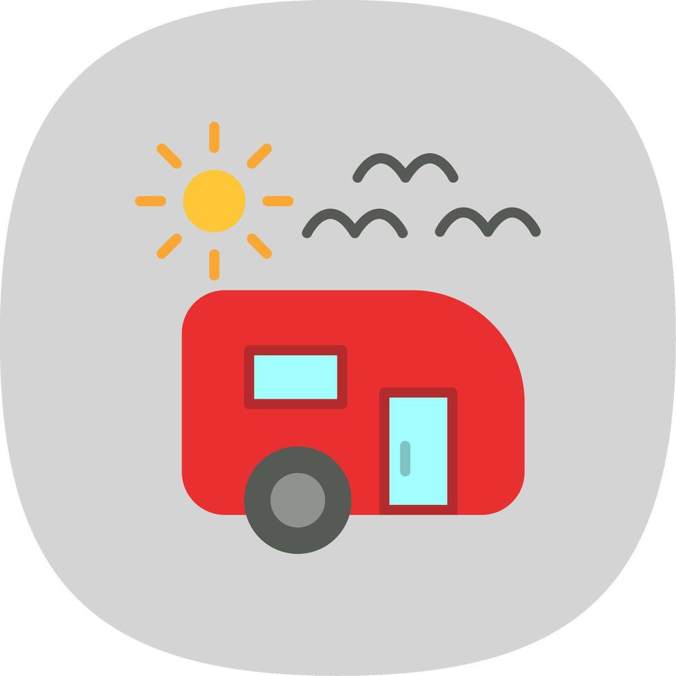 Trailer park Flat Curve Icon Design vector