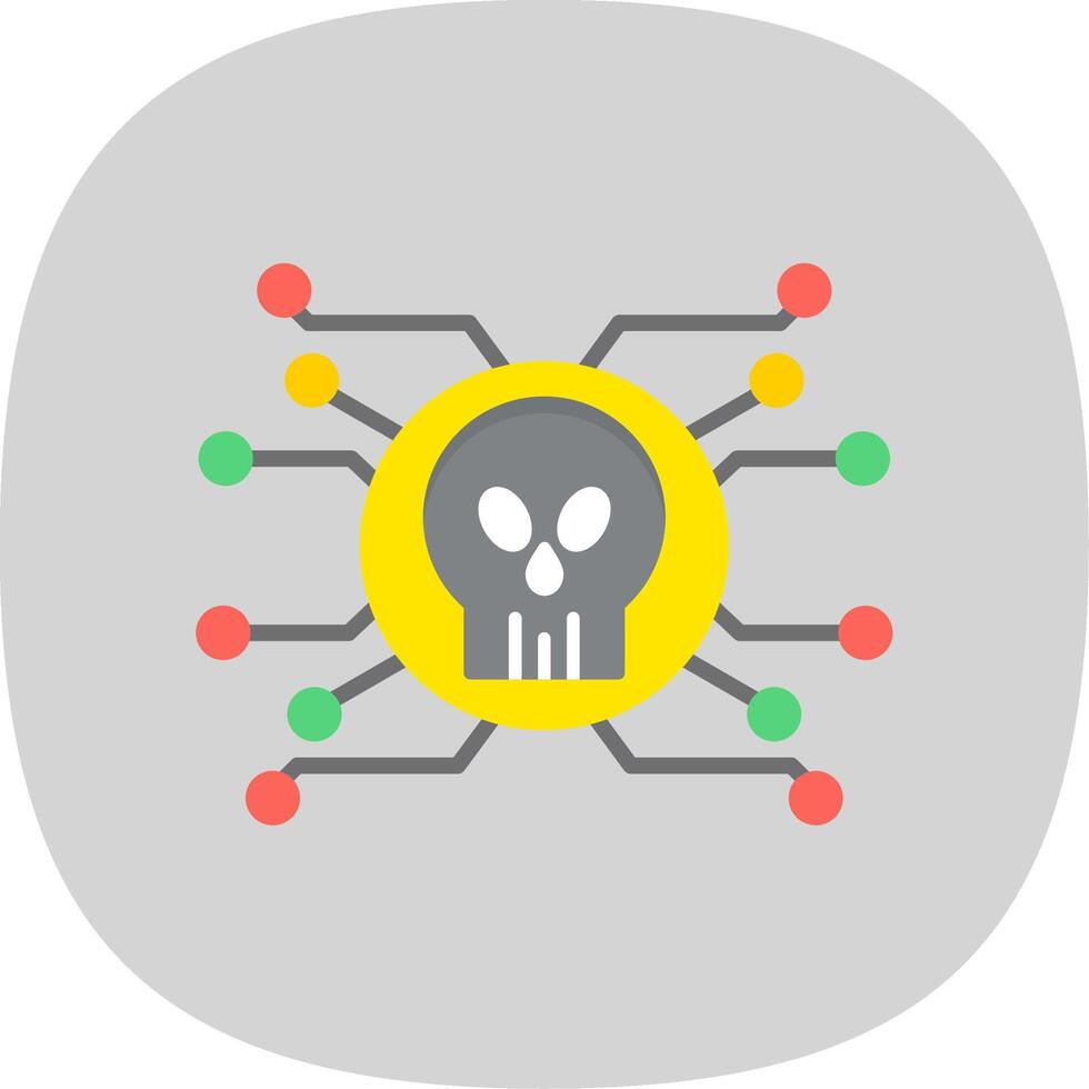 Cyber Attack Flat Curve Icon Design vector