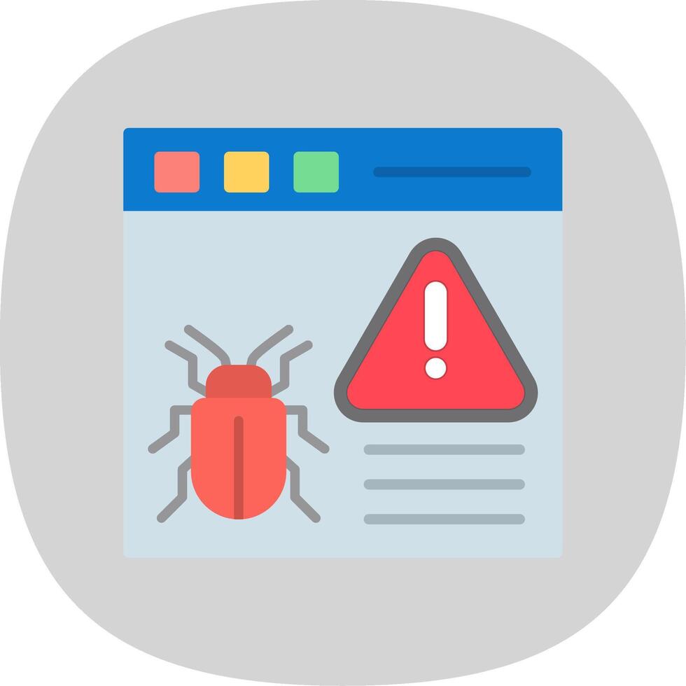 Virus Warning Flat Curve Icon Design vector