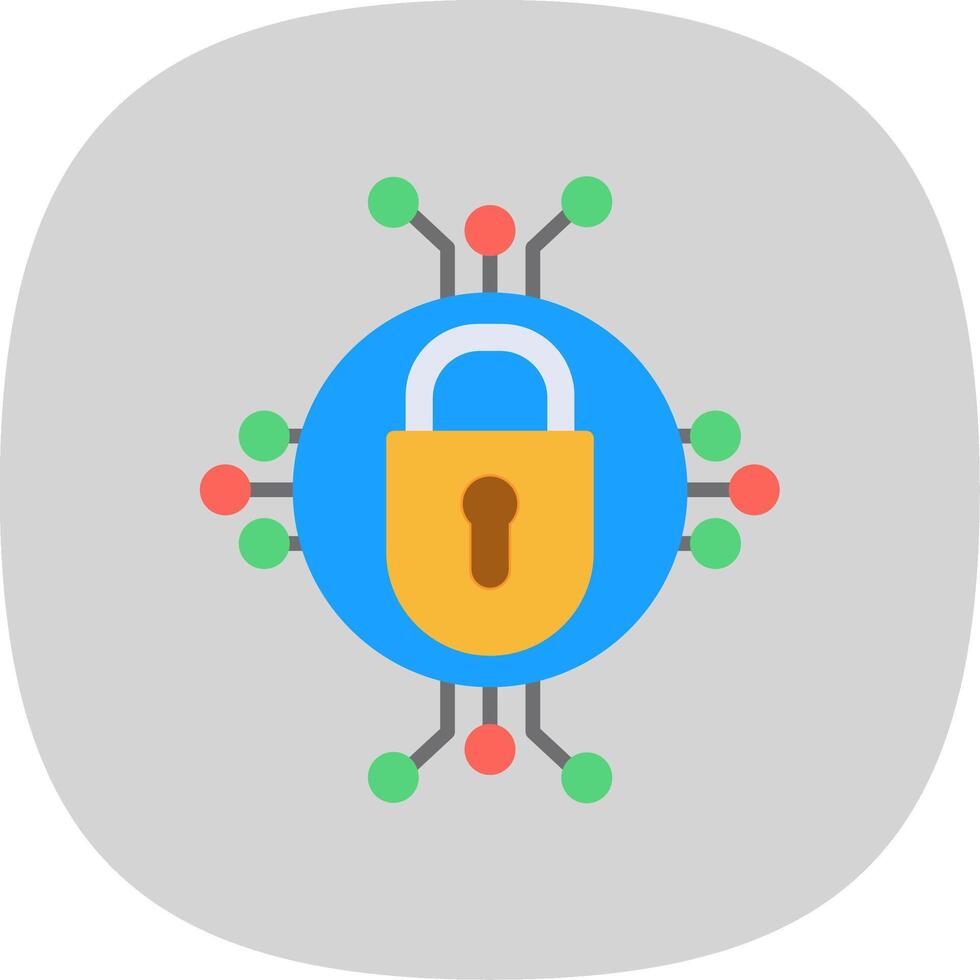 Cyber Security Flat Curve Icon Design vector