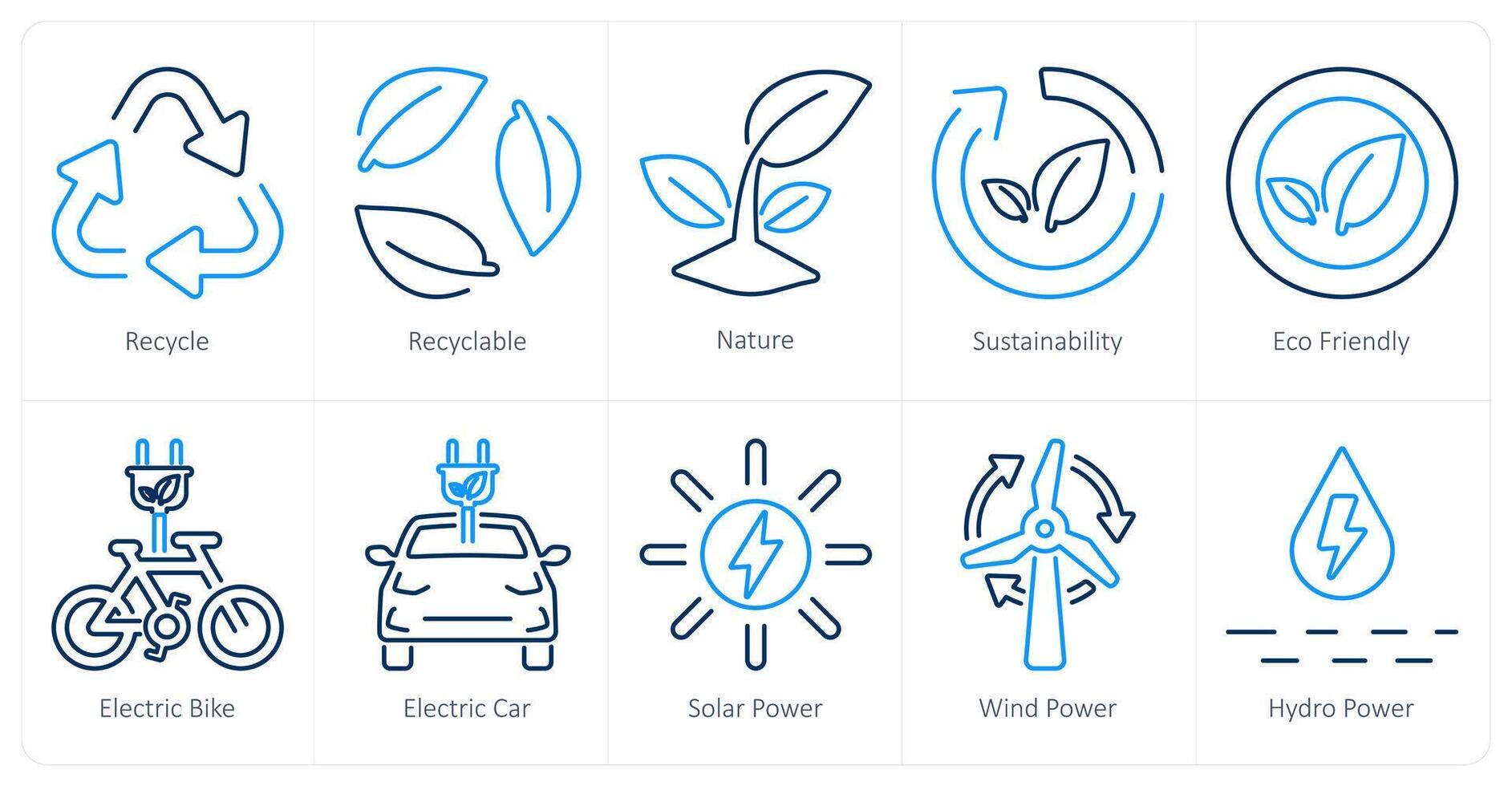 A set of 10 ecology icons as recycle, recyclable, nature vector