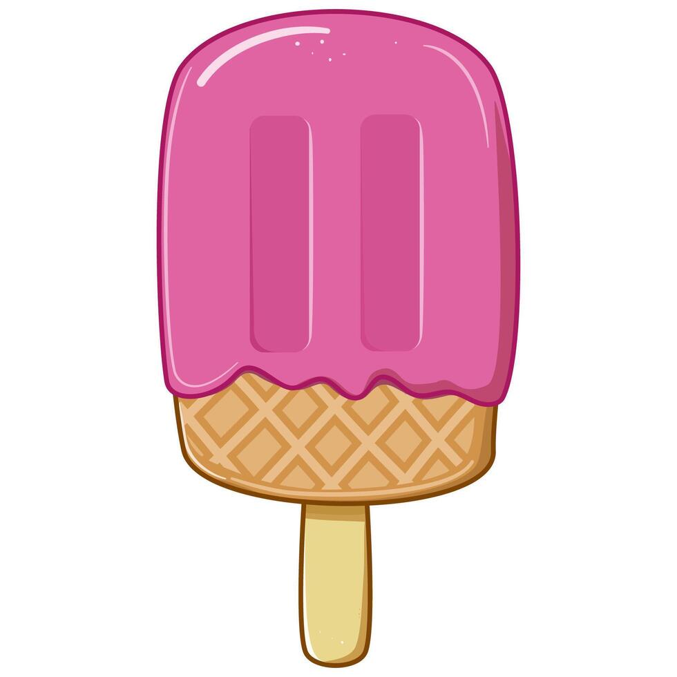Pink ice cream isolated on white background Illustration for t-shirt design vector