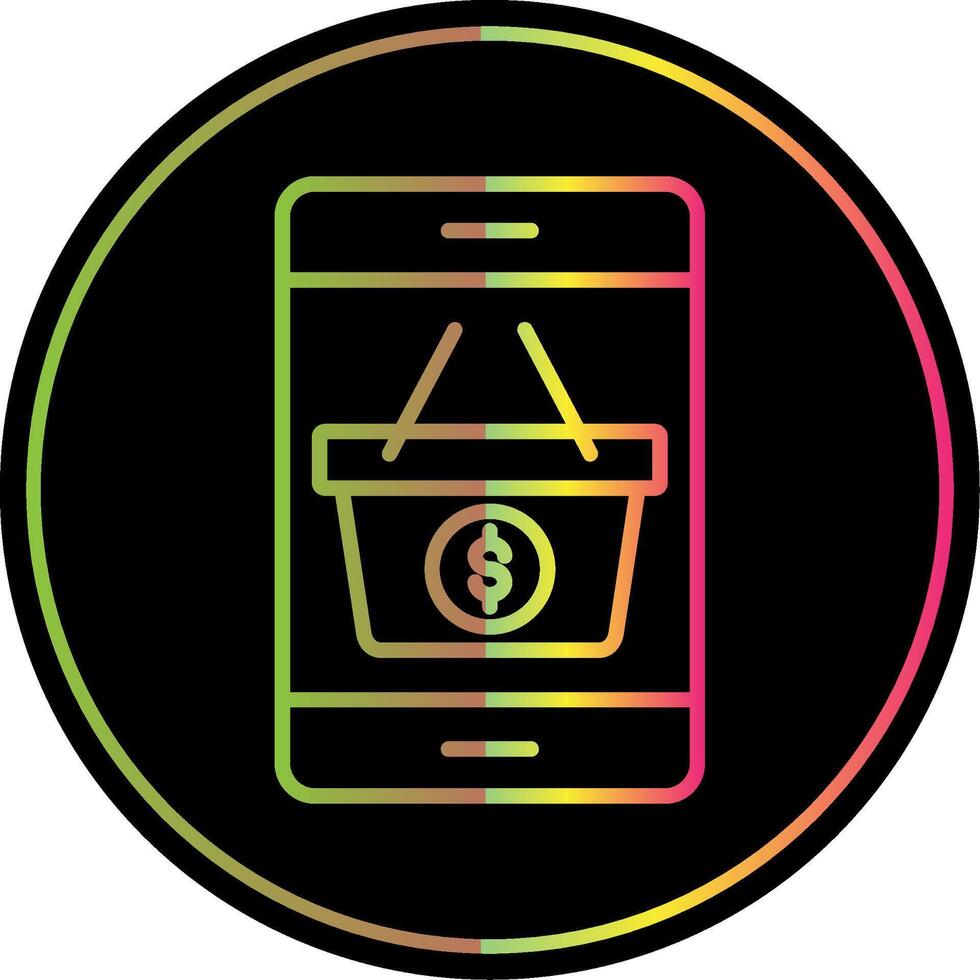 Mobile Shopping Line Gradient Due Color Icon Design vector