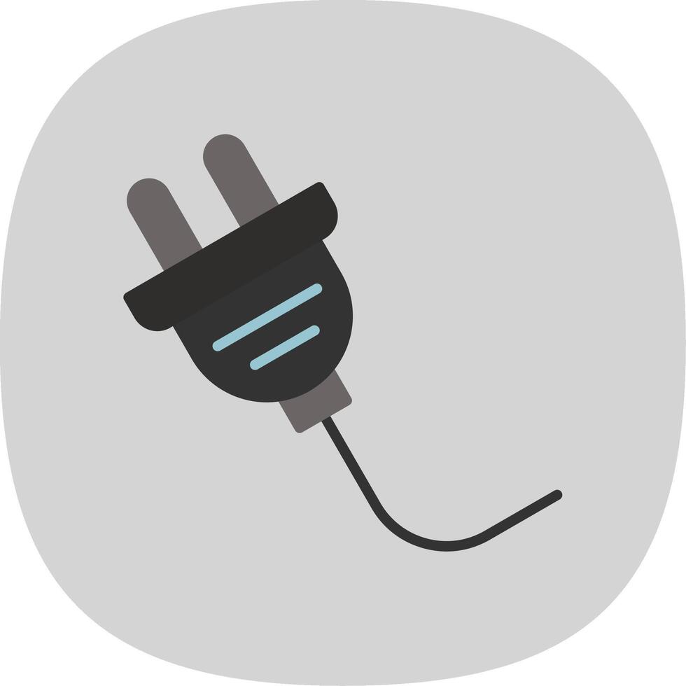 Plug Flat Curve Icon Design vector