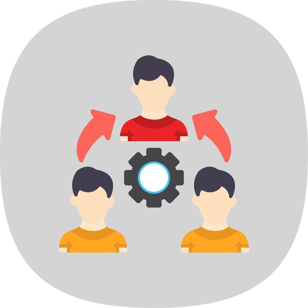 Team Work Flat Curve Icon Design vector