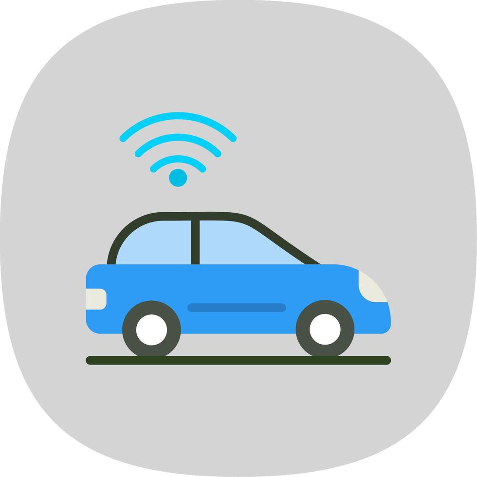 Smart Car Flat Curve Icon Design vector