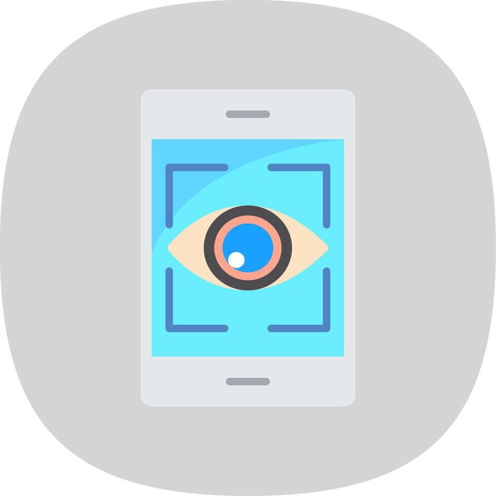 Eye Recognition Flat Curve Icon Design vector