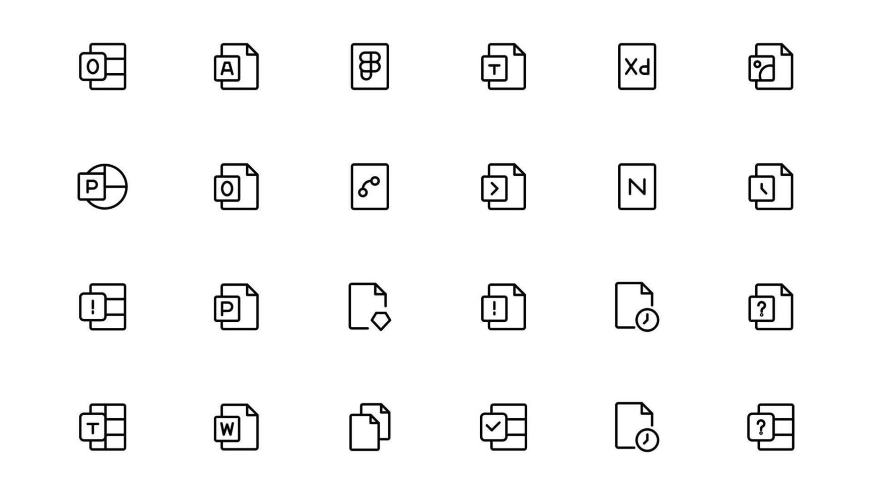Document line icon set. Documents symbol collection. Different documents icons. Outline icon . vector