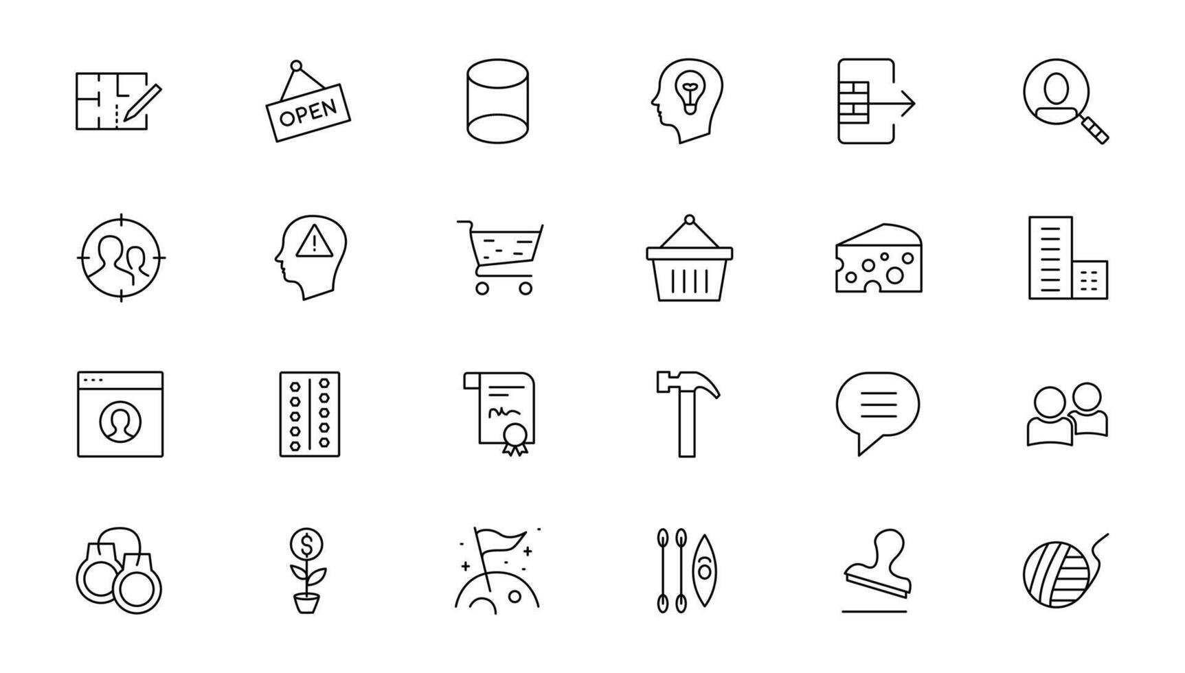 Set of thin line web icon set, simple outline icons collection, Pixel Perfect icons, Simple illustration vector