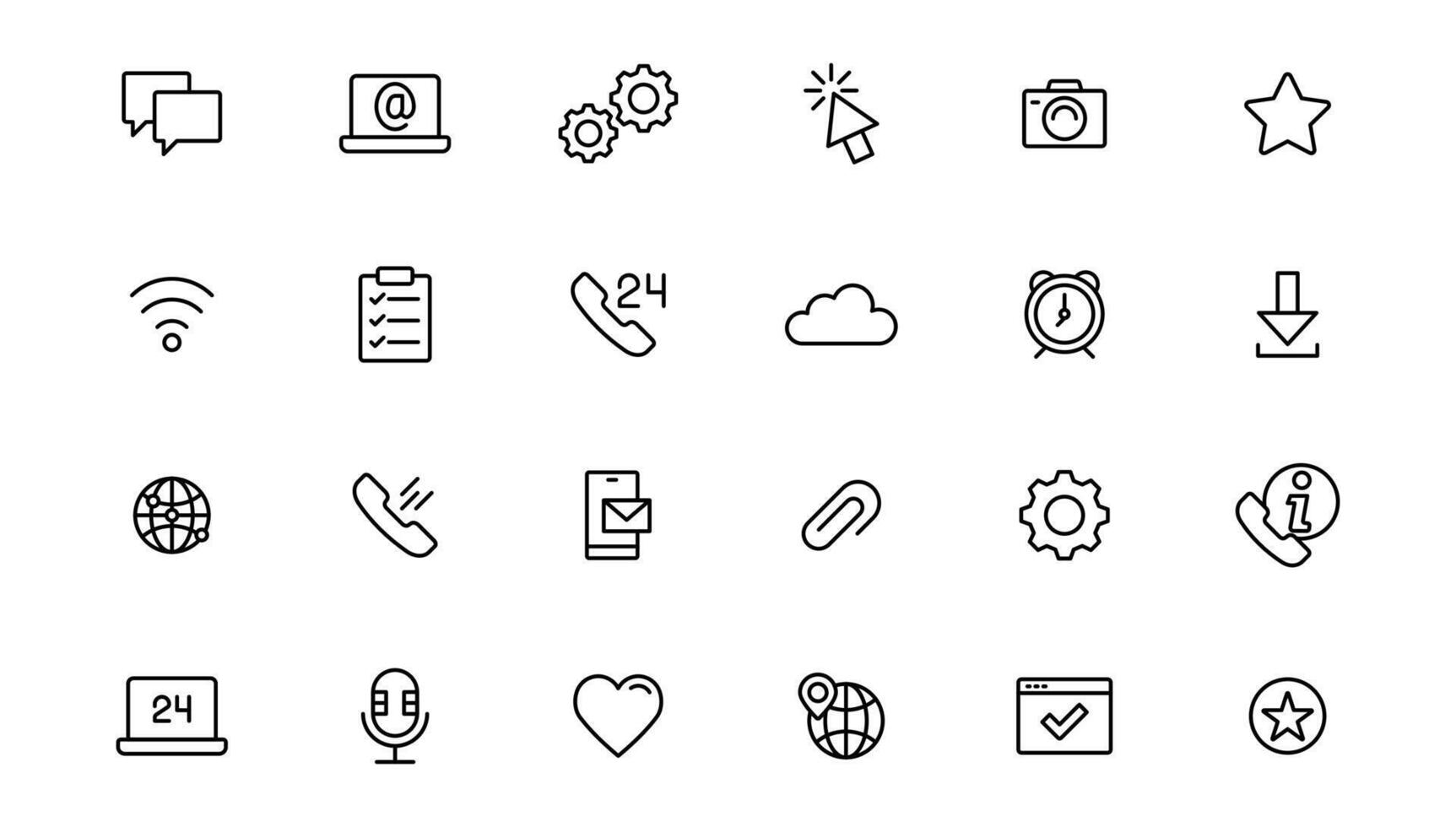 Contact icon set. Thin line Contact icons set. Contact symbols - Phone, mail, fax, info, e-mail, support.Out line icon. vector