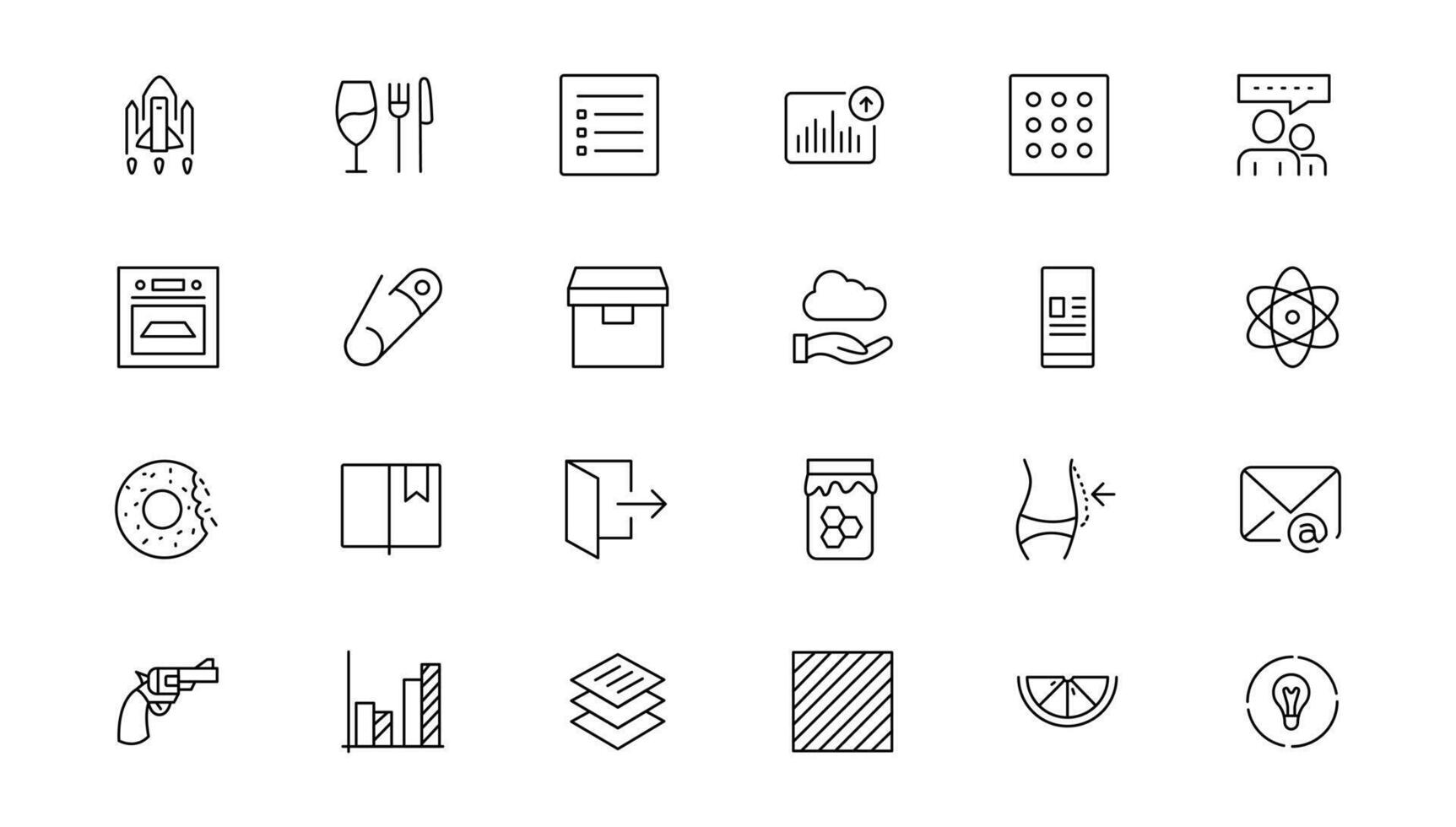 Set of thin line web icon set, simple outline icons collection, Pixel Perfect icons, Simple illustration vector