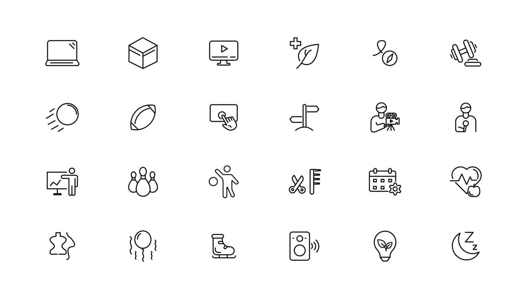 Set of thin line Lifestyle and Entertainment icon set, simple outline icons collection, Pixel Perfect icons, Simple illustration vector