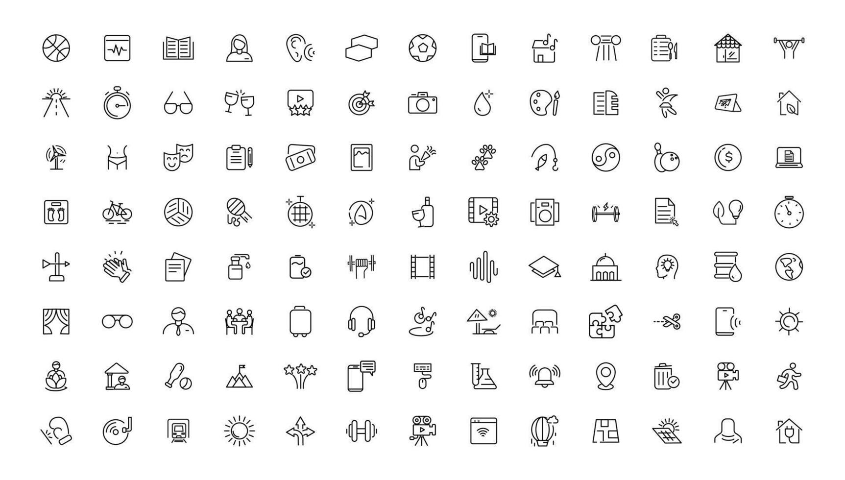 Set of thin line Lifestyle and Entertainment icon set, simple outline icons collection, Pixel Perfect icons, Simple illustration vector
