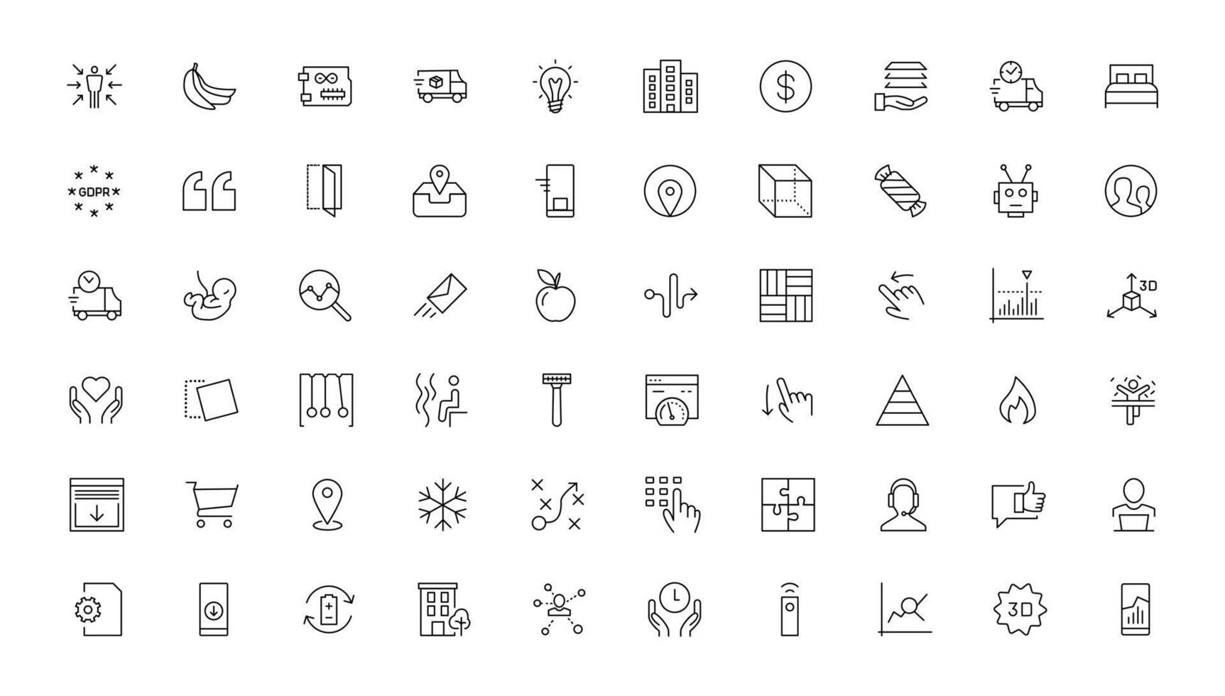 Set of thin line web icon set, simple outline icons collection, Pixel Perfect icons, Simple illustration vector