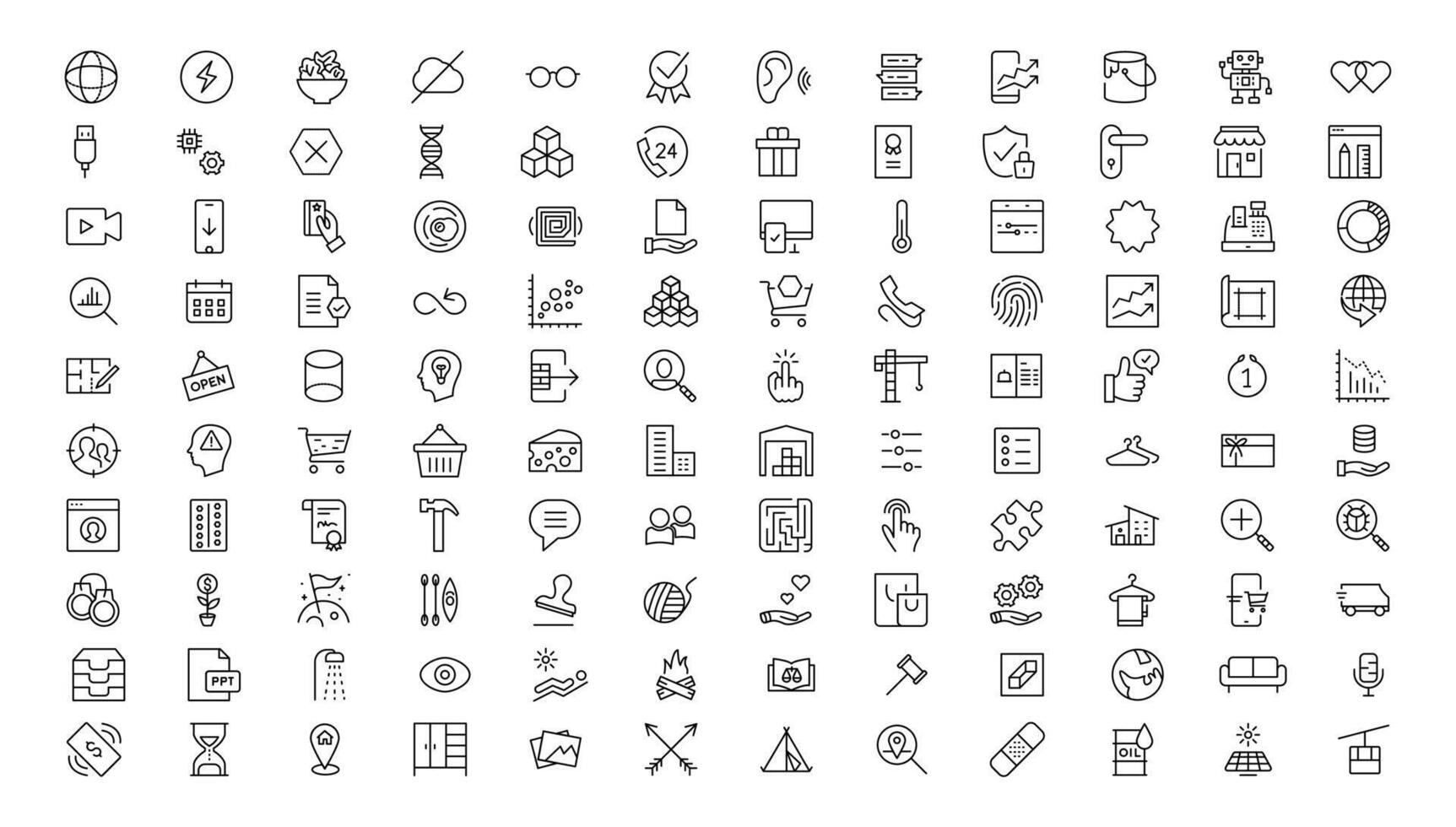 Set of thin line web icon set, simple outline icons collection, Pixel Perfect icons, Simple illustration vector