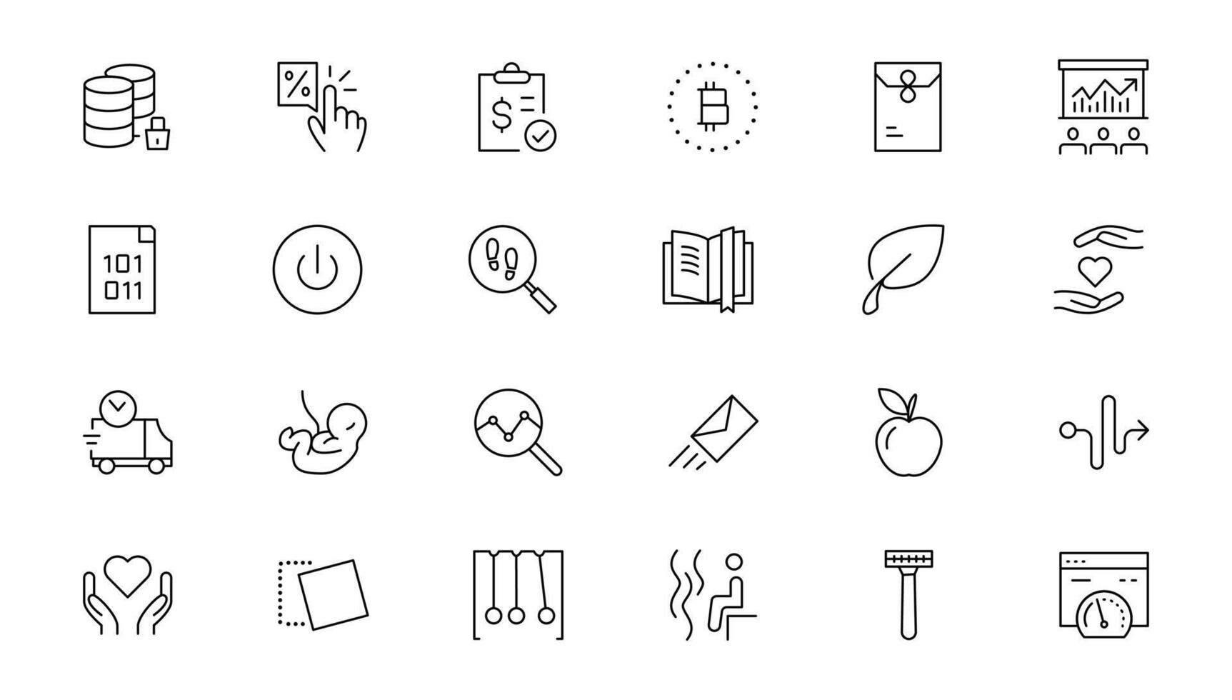 Set of thin line web icon set, simple outline icons collection, Pixel Perfect icons, Simple illustration vector