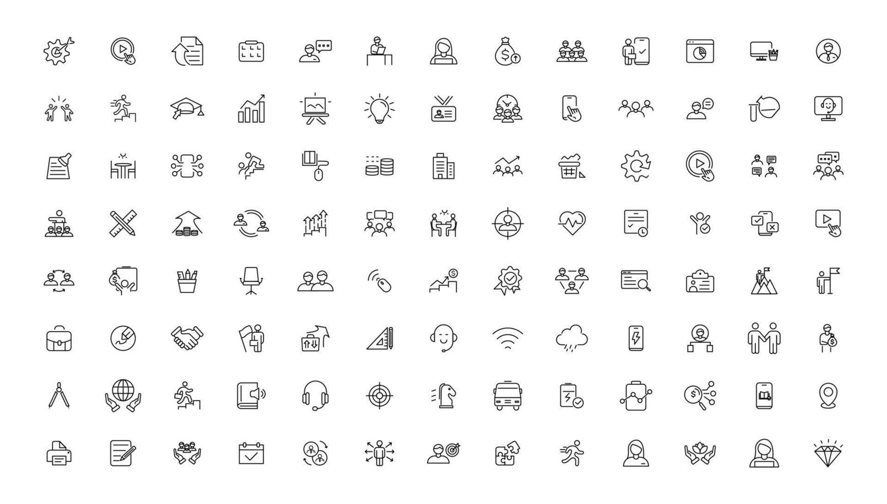 Teamwork and education linear icons collection.Set of thin line web icon set, simple outline icons collection, Pixel Perfect icons, Simple illustration. vector