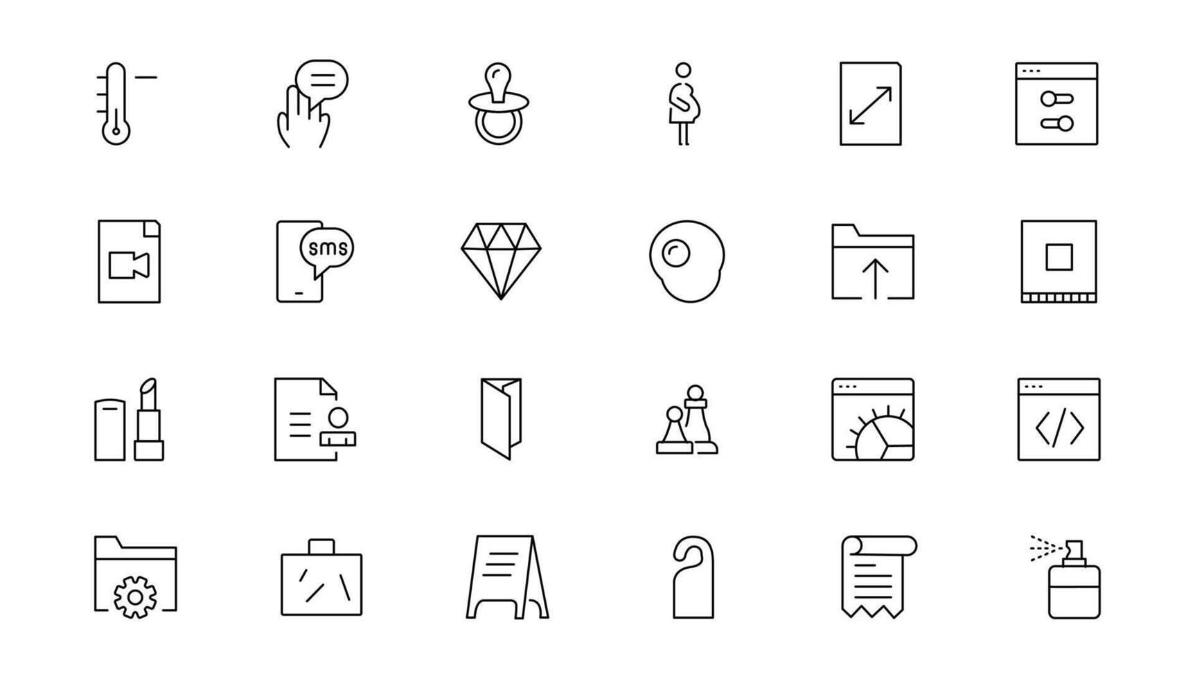 Set of thin line web icon set, simple outline icons collection, Pixel Perfect icons, Simple illustration vector