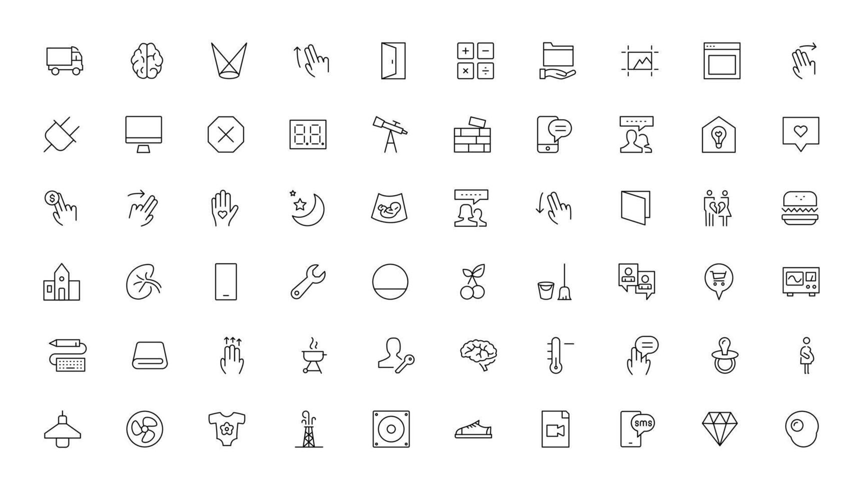 Set of thin line web icon set, simple outline icons collection, Pixel Perfect icons, Simple illustration vector