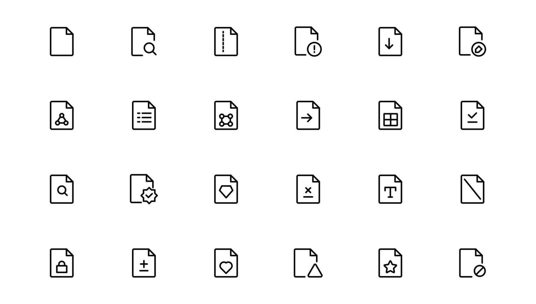 Document line icon set. Documents symbol collection. Different documents icons. Outline icon . vector