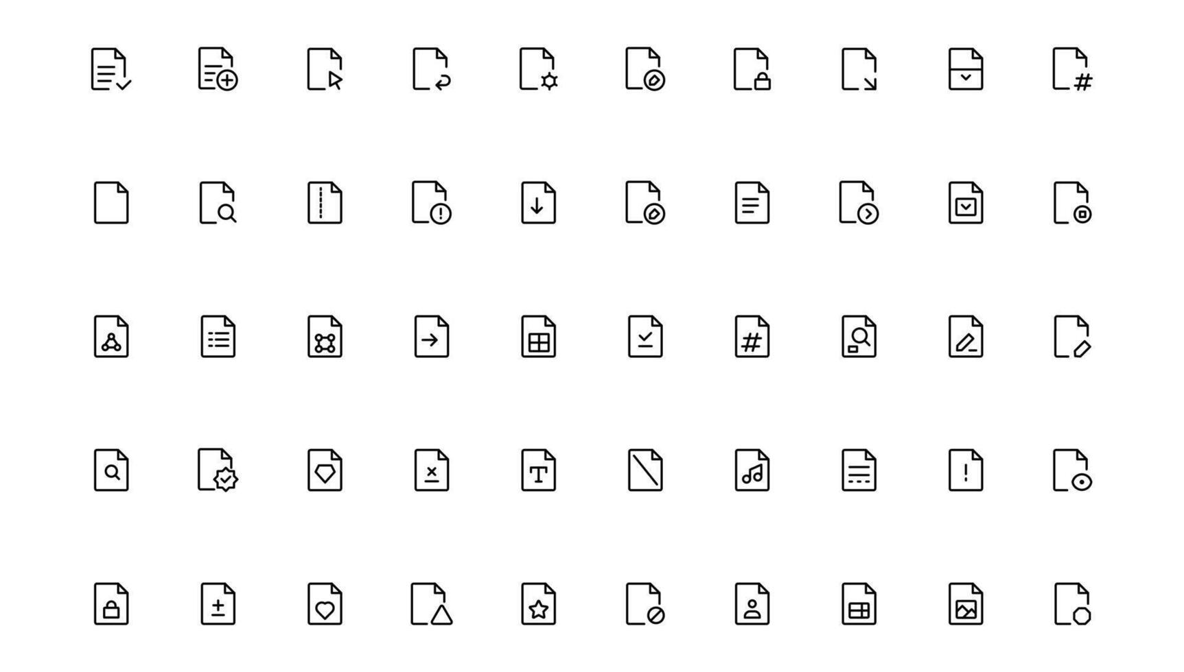 Document line icon set. Documents symbol collection. Different documents icons. Outline icon . vector