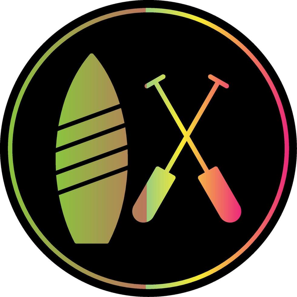 Paddle Board Glyph Due Color Icon Design vector