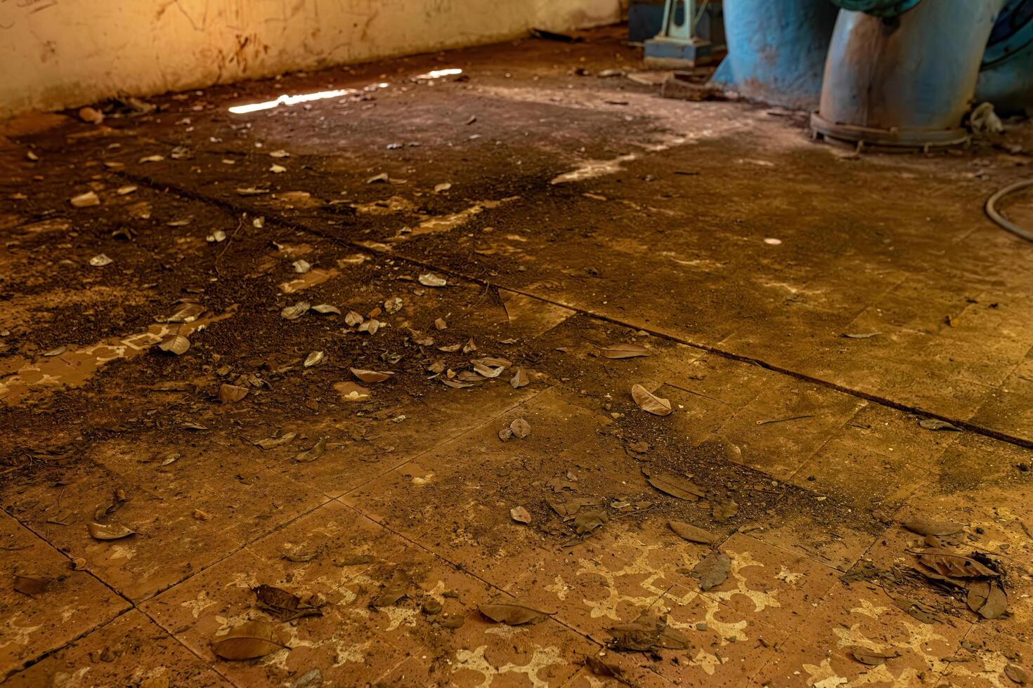 Dirty floor in an abandoned building photo