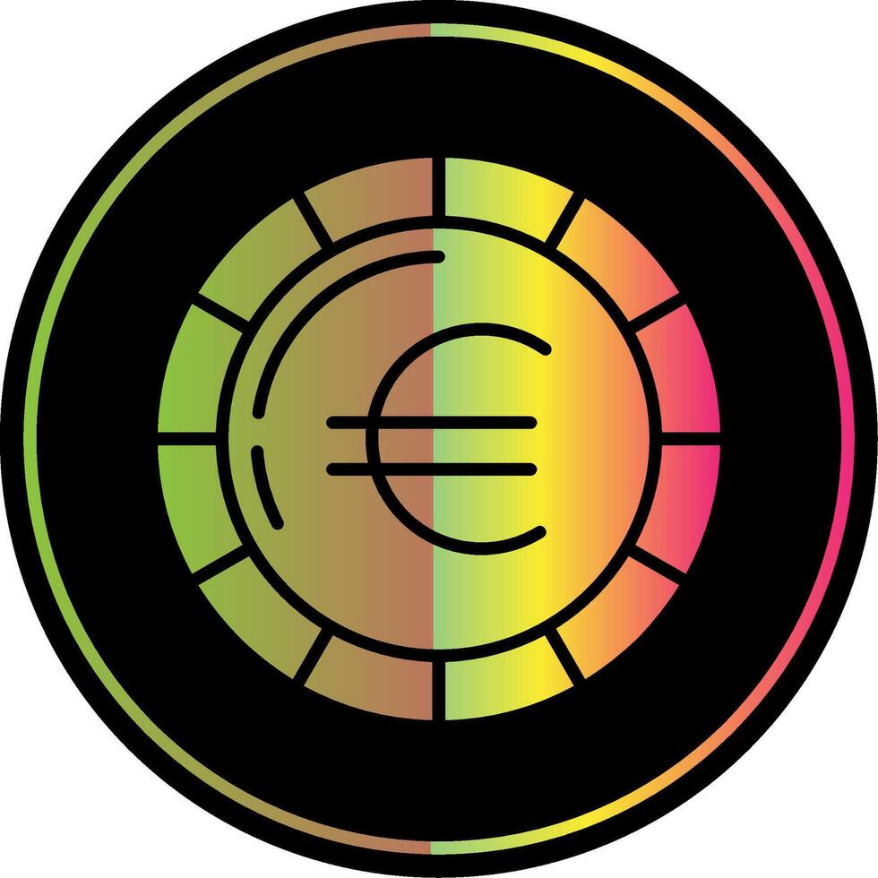 Euro Coin Glyph Due Color Icon Design vector