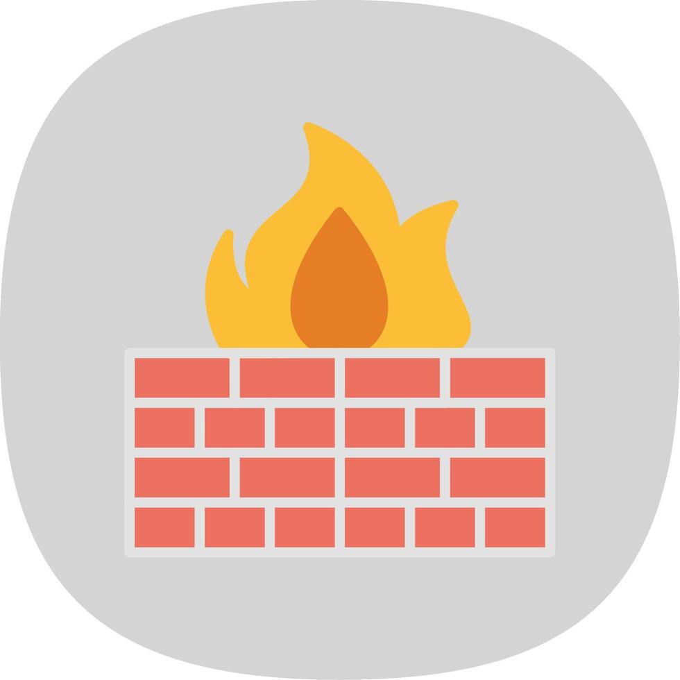 Firewall Flat Curve Icon Design vector
