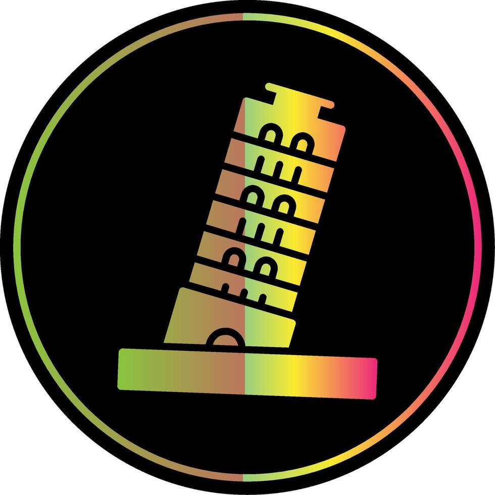 Pisa torre glifo debido color icono diseño vector