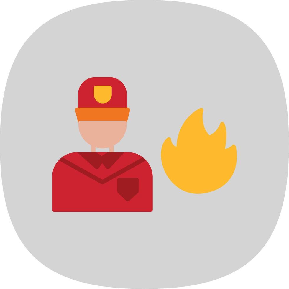 Firefighter Flat Curve Icon Design vector