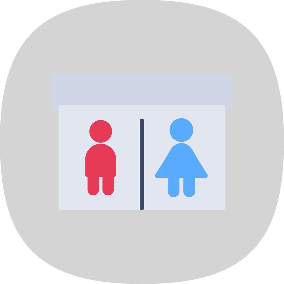 Public Toilet Flat Curve Icon Design vector