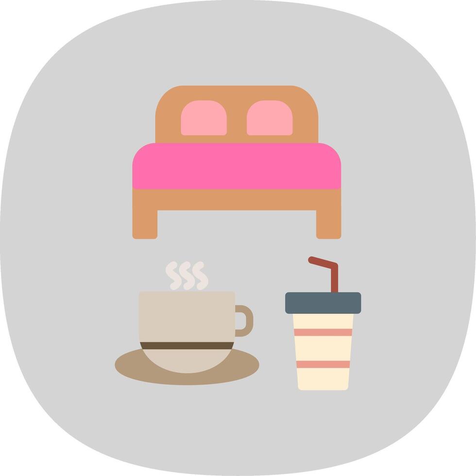 Bed And Breakfast Flat Curve Icon Design vector