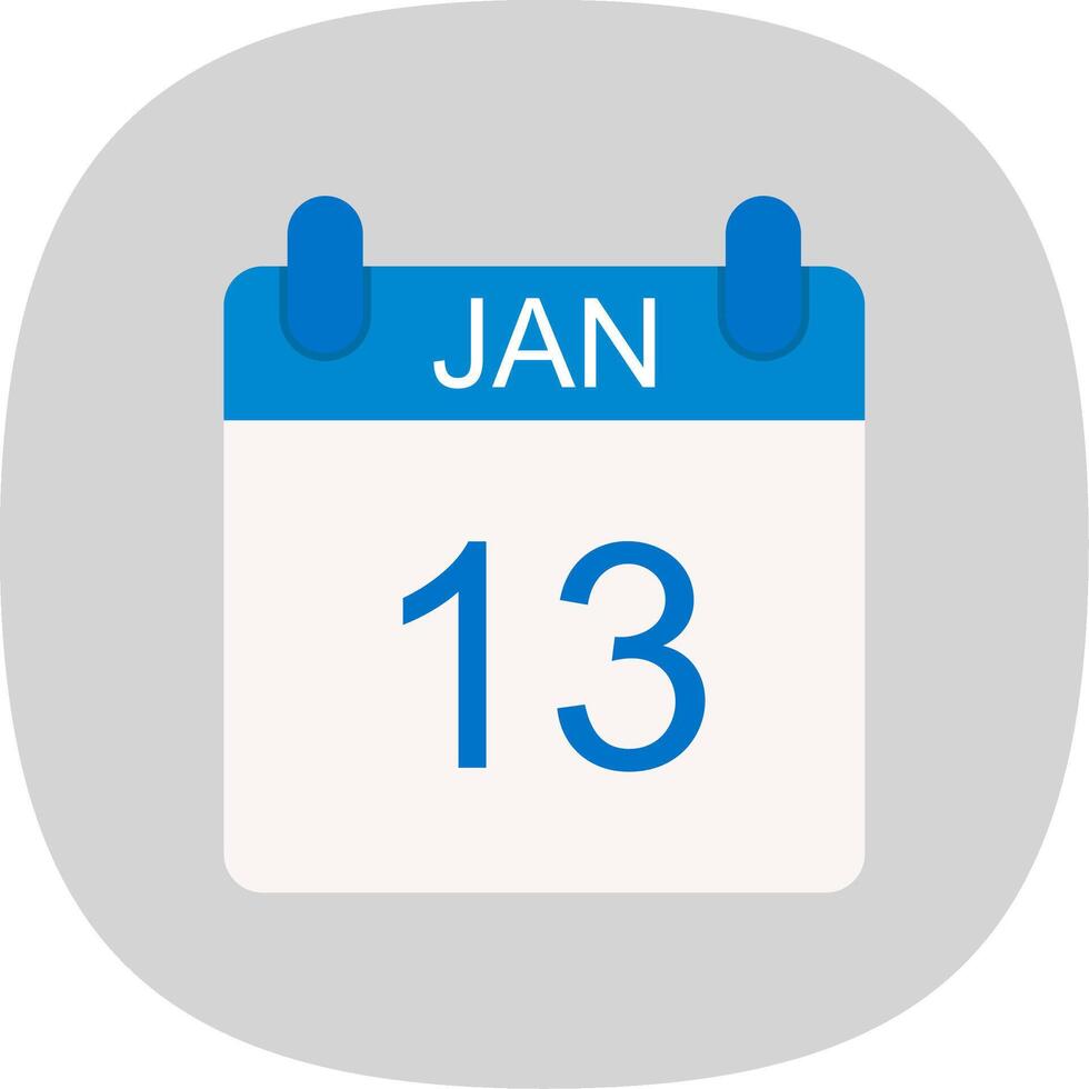 January Flat Curve Icon Design vector