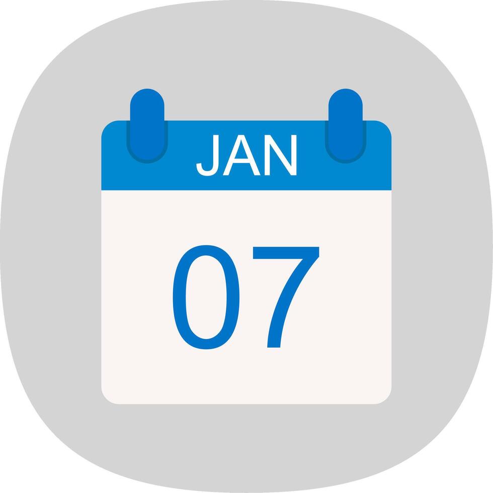 January Flat Curve Icon Design vector