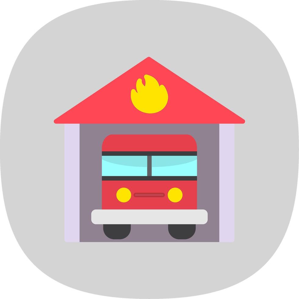 Fire Station Flat Curve Icon Design vector