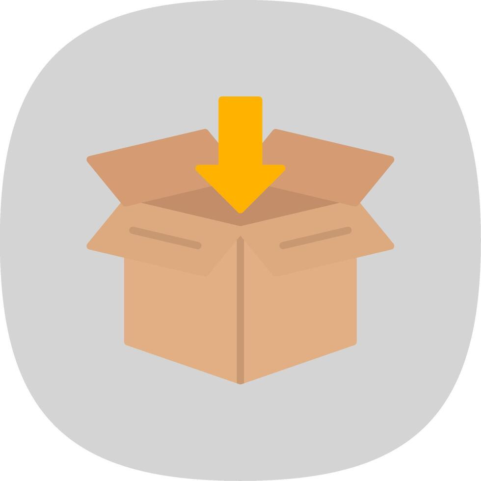 abierto caja plano curva icono diseño vector