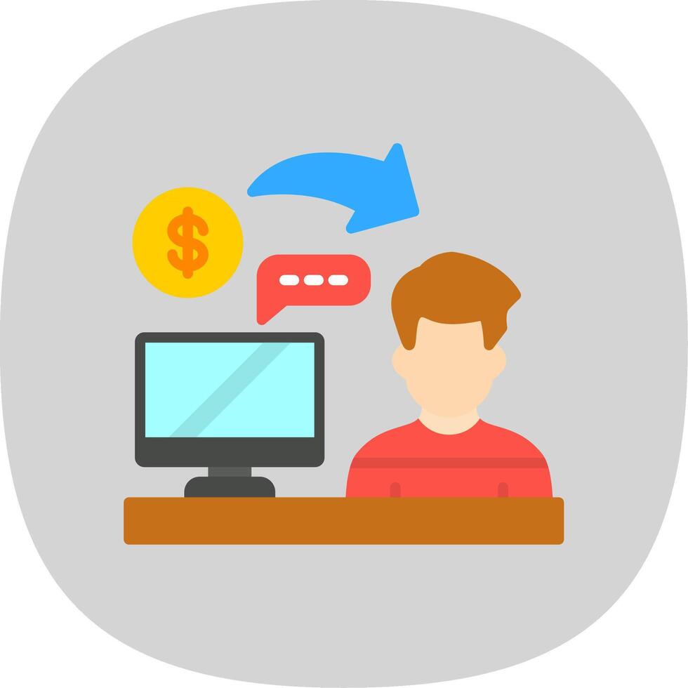 Accountant Flat Curve Icon Design vector