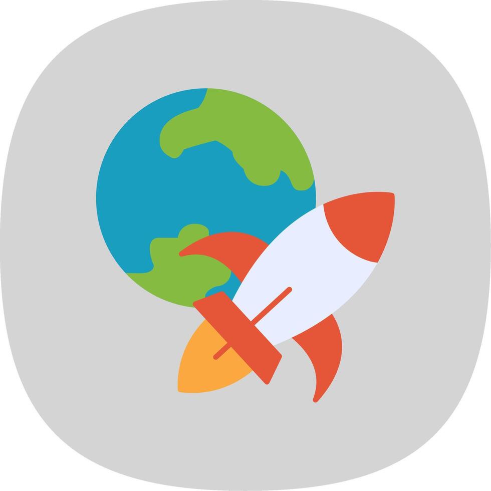 Rocket Ship Flat Curve Icon Design vector