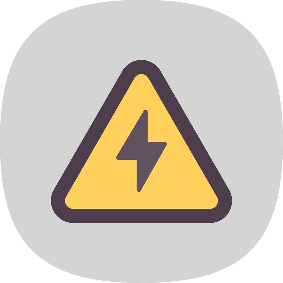 Electrical Danger Sign Flat Curve Icon Design vector